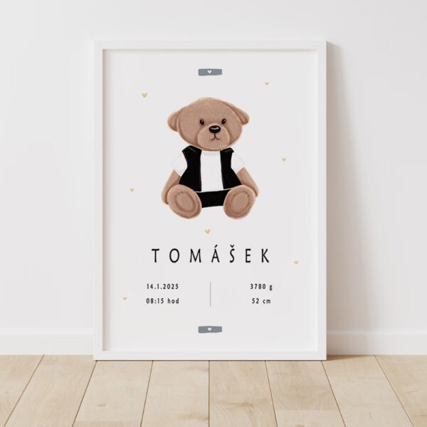 Plakát s údaji o narození