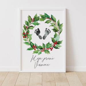 Limitovaná edice: Plakát „Moje první Vánoce“ – místo pro otisky nožiček a ručiček