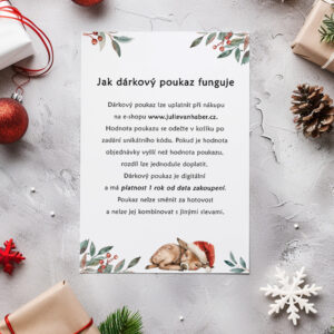 Jak dárkový poukaz Julie Vanhaber funguje – přehledné informace o uplatnění digitální dárkové poukázky na e-shopu.