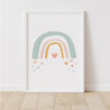 Jemný plakát s duhou v pastelových barvách do dětského pokojíčku