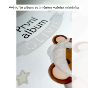 První album pro miminko s motivem spícího medvídka na obláčku, dětské fotoalbum