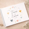 Personalizované svatební album s pastelovými srdíčky a možností úpravy jmen a data
