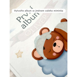 První album pro miminko s motivem spícího medvídka na obláčku, dětské fotoalbum