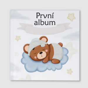 První album pro miminko s motivem spícího medvídka na obláčku, dětské fotoalbum