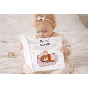 První album pro miminko s motivem spícího medvídka na obláčku, dětské fotoalbum