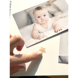 Samolepky do fotoalba pro miminko s motivem slon a jemnými ilustracemi