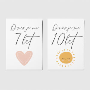 Milníkové kartičky pro děti od 1 do 10 let A6 zachycení milníků dítěte focení dítěte