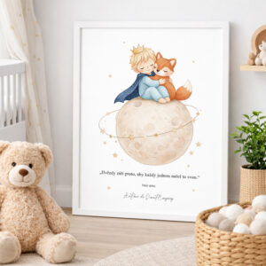 Dětský plakát s ilustrací Malý princ – jemný obrázek do dětského pokojíčku pro miminko