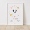 Personalizovaný plakát miminko otisk nožiček jméno datum narození dekorace dětský pokoj