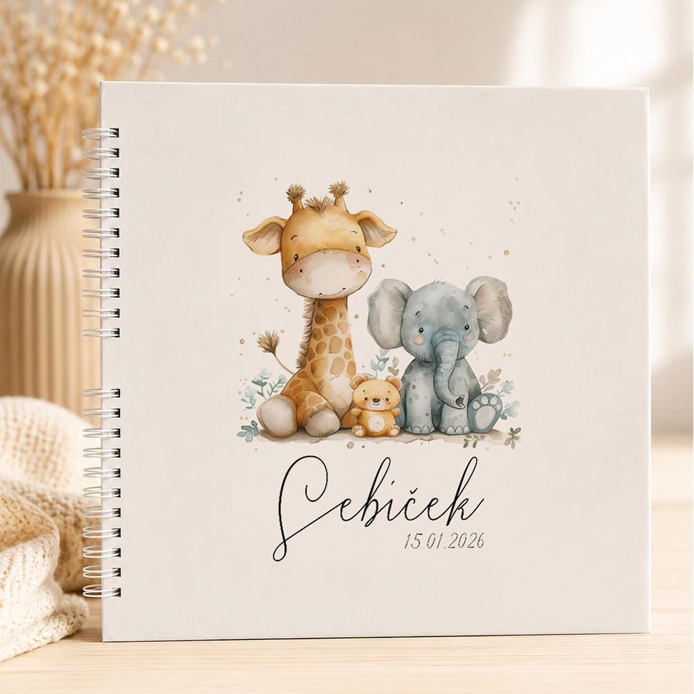 První album pro miminko se jménem – personalizované fotoalbum Zvířátka