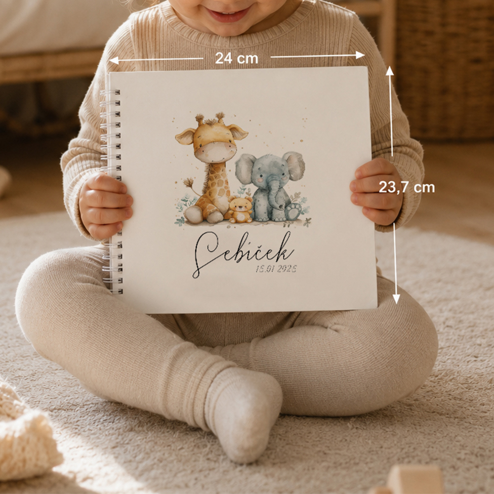 První album pro miminko se jménem – personalizované fotoalbum Zvířátka