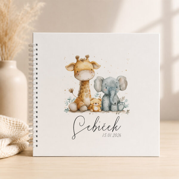 První album pro miminko se jménem – personalizované fotoalbum Zvířátka