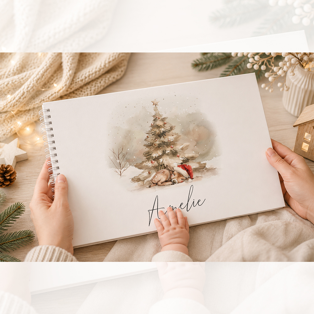 Personalizované vánoční fotoalbum se jménem a ilustrací jelínka